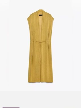 Zara Sleeveless Mustard Tie-Waist Maxi Vest